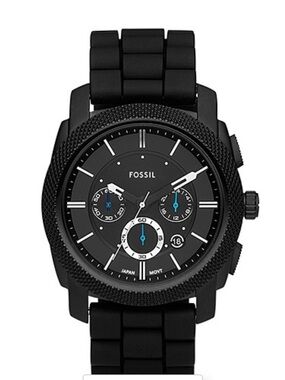 Fossil Men's Black Chronograph Silicone Strap Watch